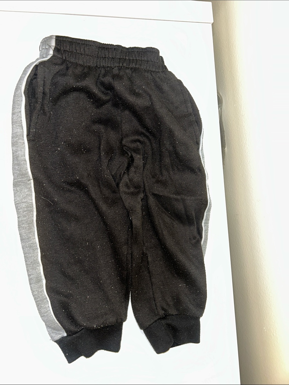 Kids Black Jogger Pants with Gray Side Stripe